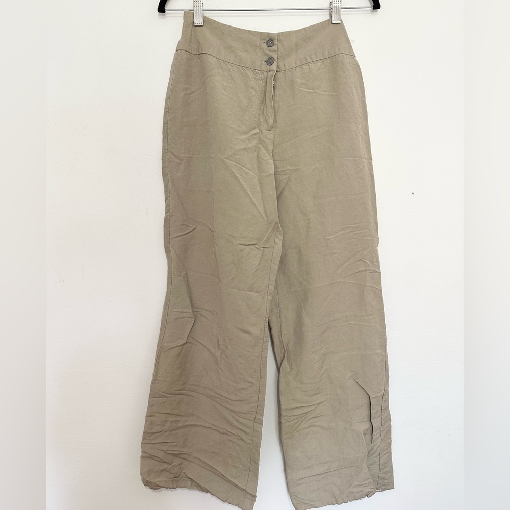 East 5th linen pants size 6 minimalist beach lagenlook tan travel comfortable